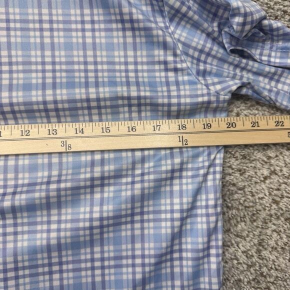 Collars And Co Polo Mens Small Blue Plaid Performance Golf Short Sleeve Poly - Picture 12 of 14
